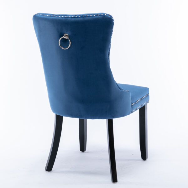 Blue Velvet Tufted Dining Chair Set 2pcs2